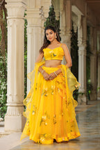 Sunflower Yellow Organza Haldi Lehenga Set