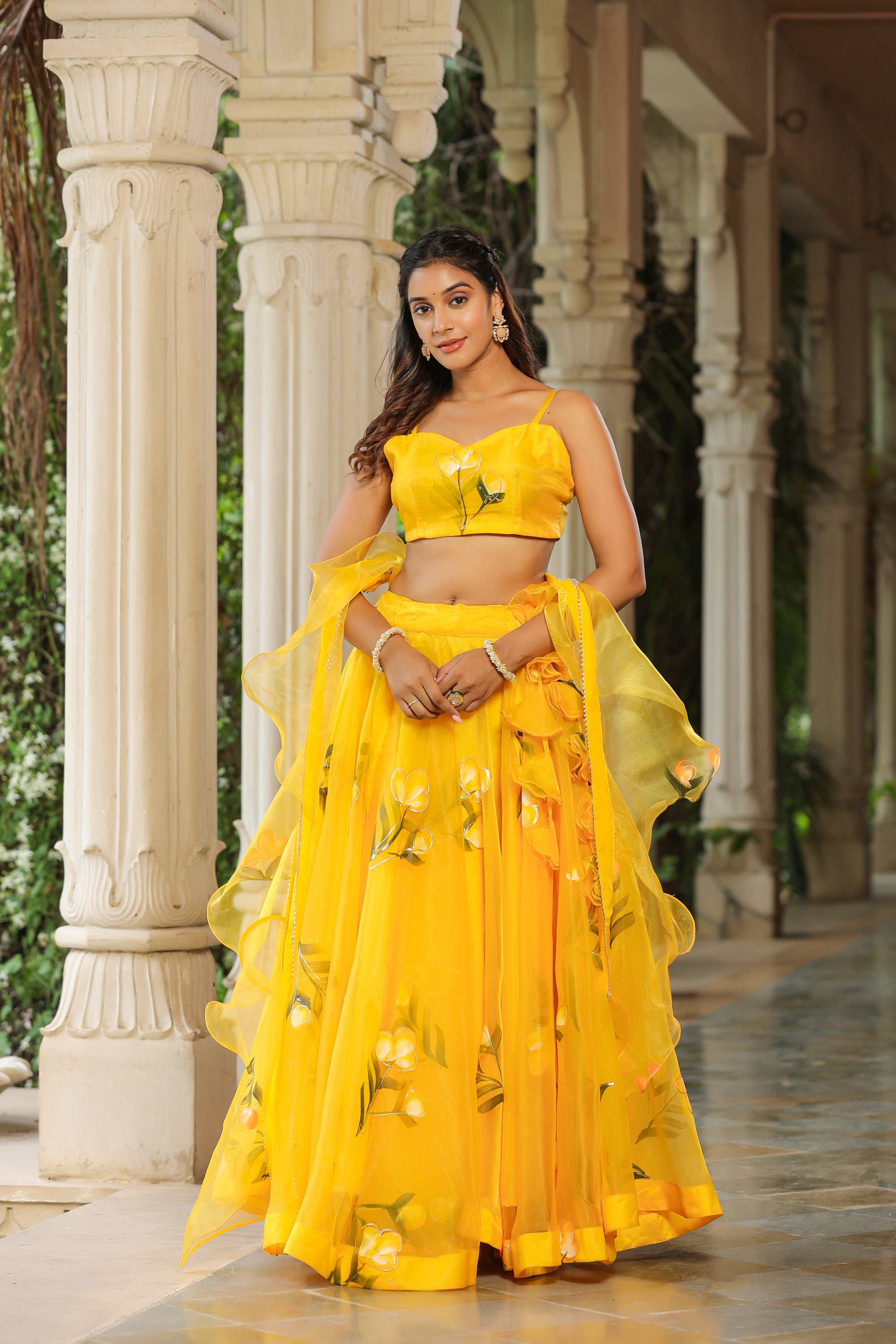 Sunflower Yellow Organza Haldi Lehenga Set