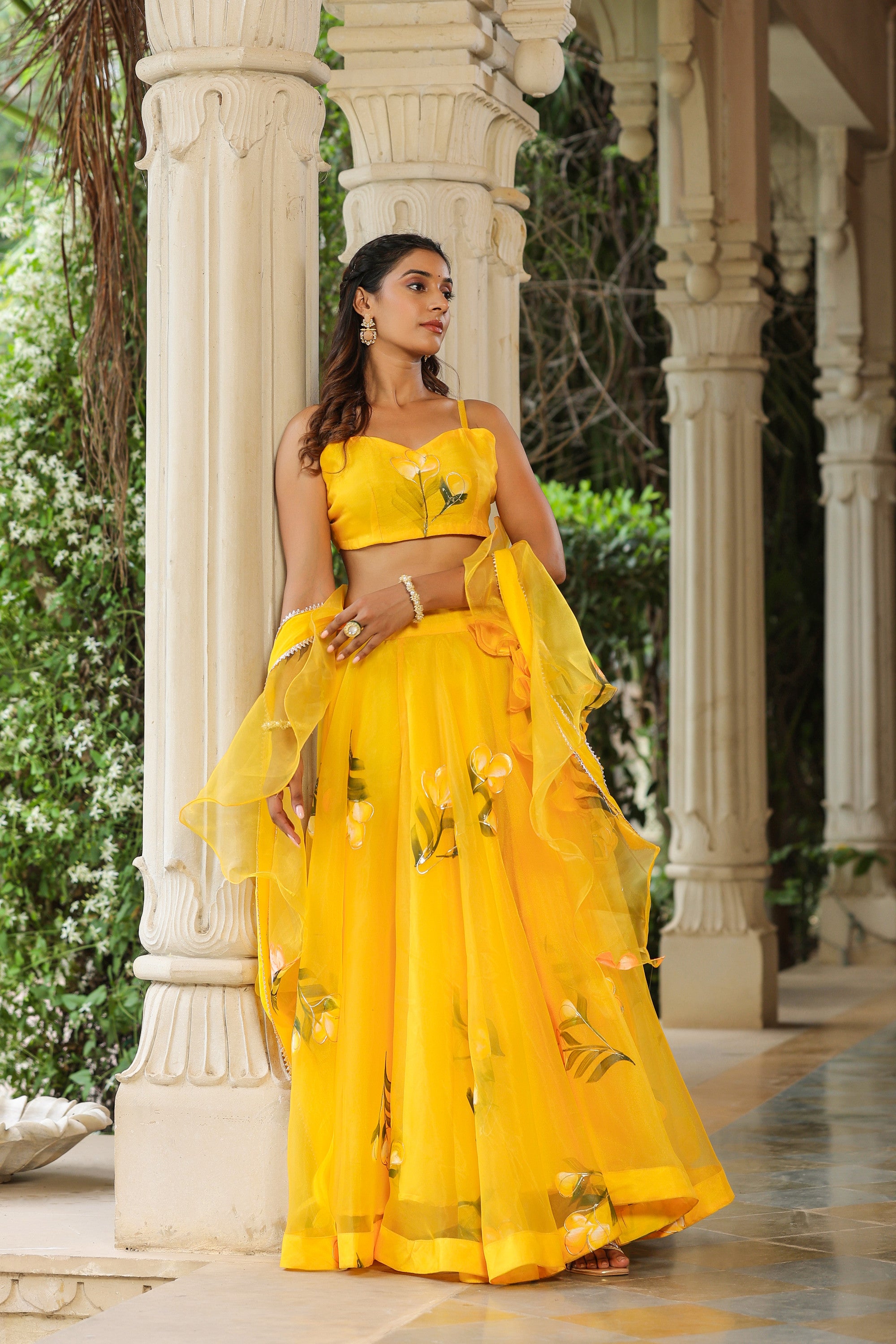 Sunflower Yellow Organza Haldi Lehenga Set