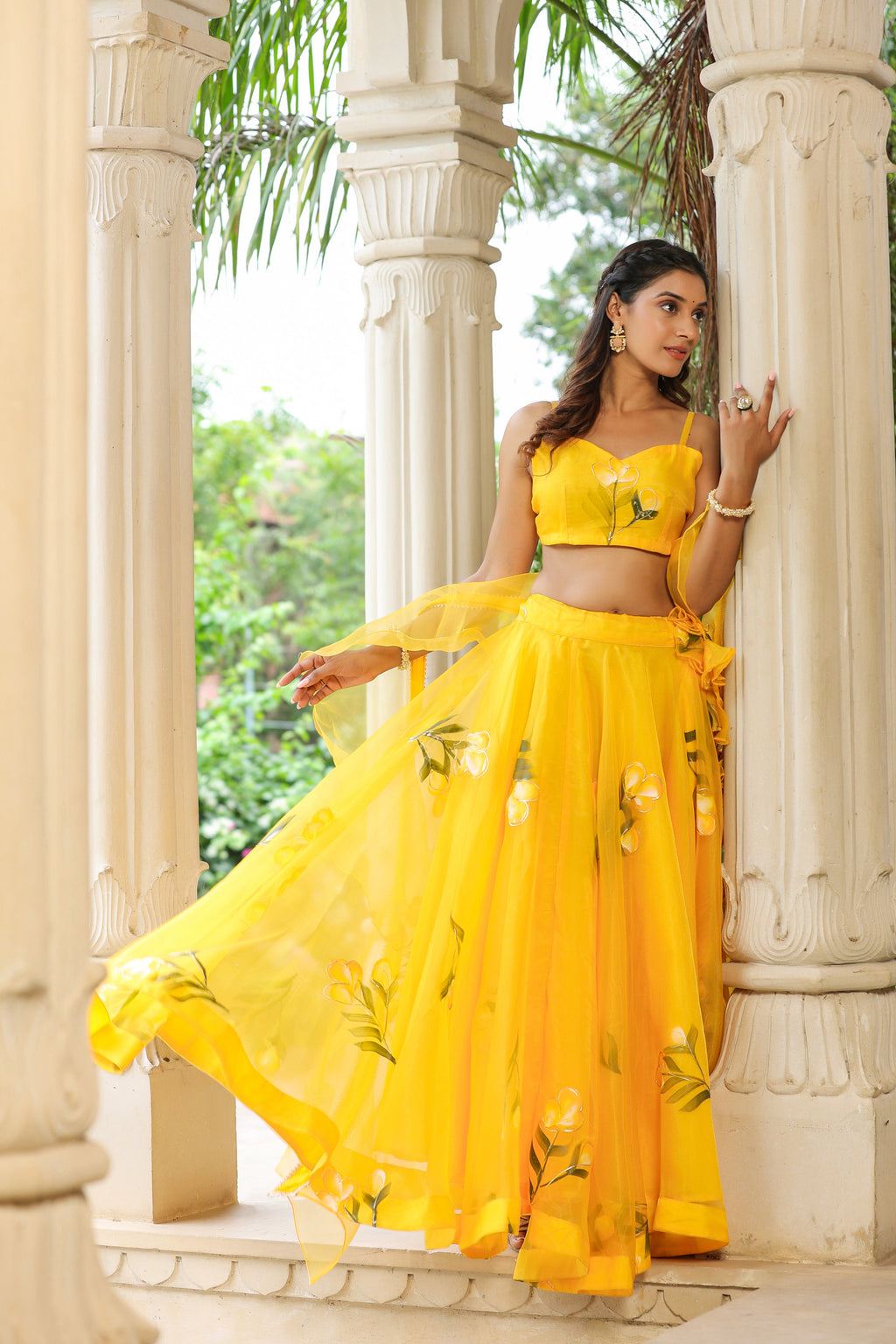 Sunflower Yellow Organza Haldi Lehenga Set