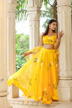 Sunflower Yellow Organza Haldi Lehenga Set