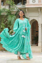 Viking Sky Blue Slik Anarkali Suit Set