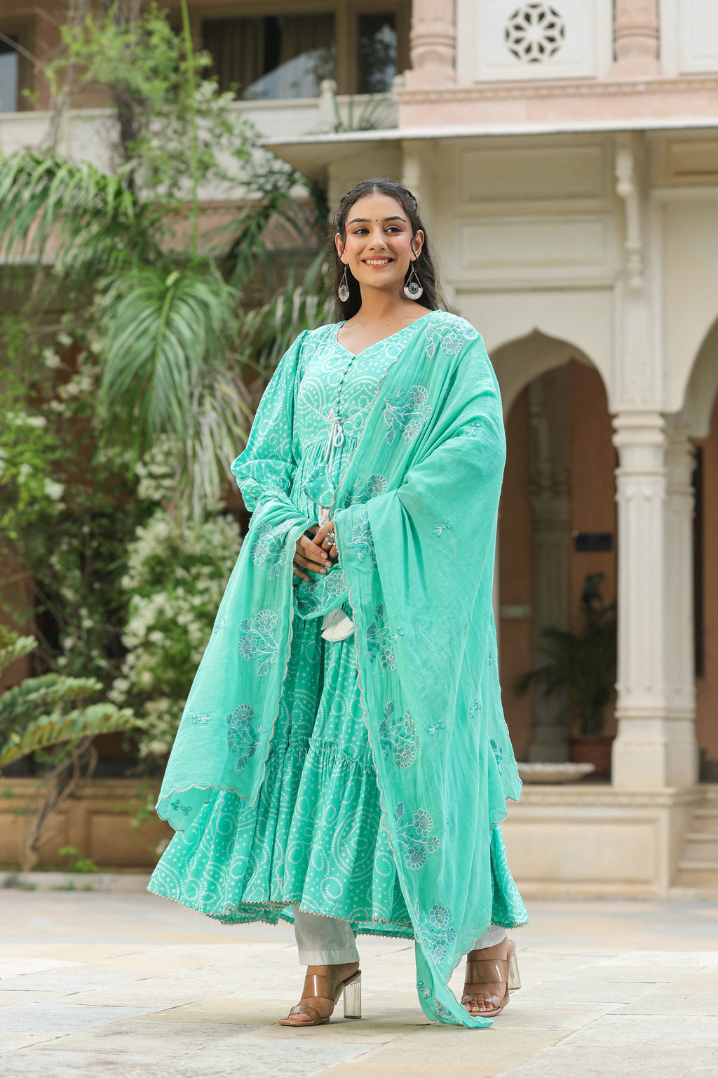 Viking Sky Blue Slik Anarkali Suit Set