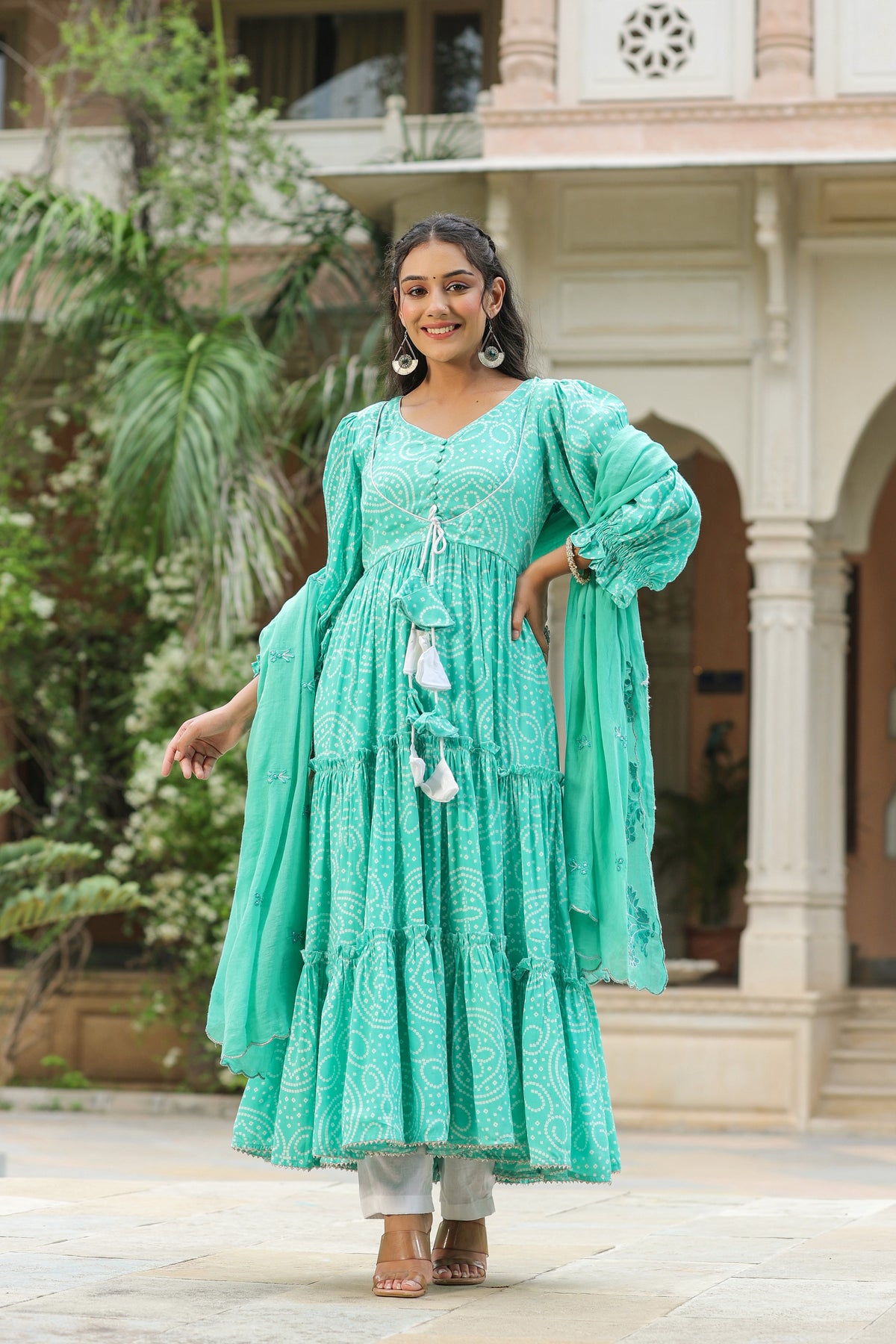 Viking Sky Blue Slik Anarkali Suit Set