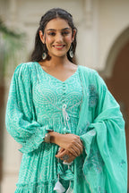Viking Sky Blue Slik Anarkali Suit Set