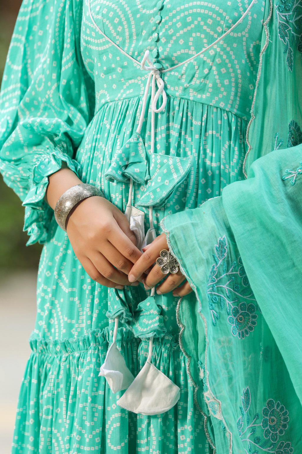Viking Sky Blue Slik Anarkali Suit Set