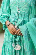 Viking Sky Blue Slik Anarkali Suit Set