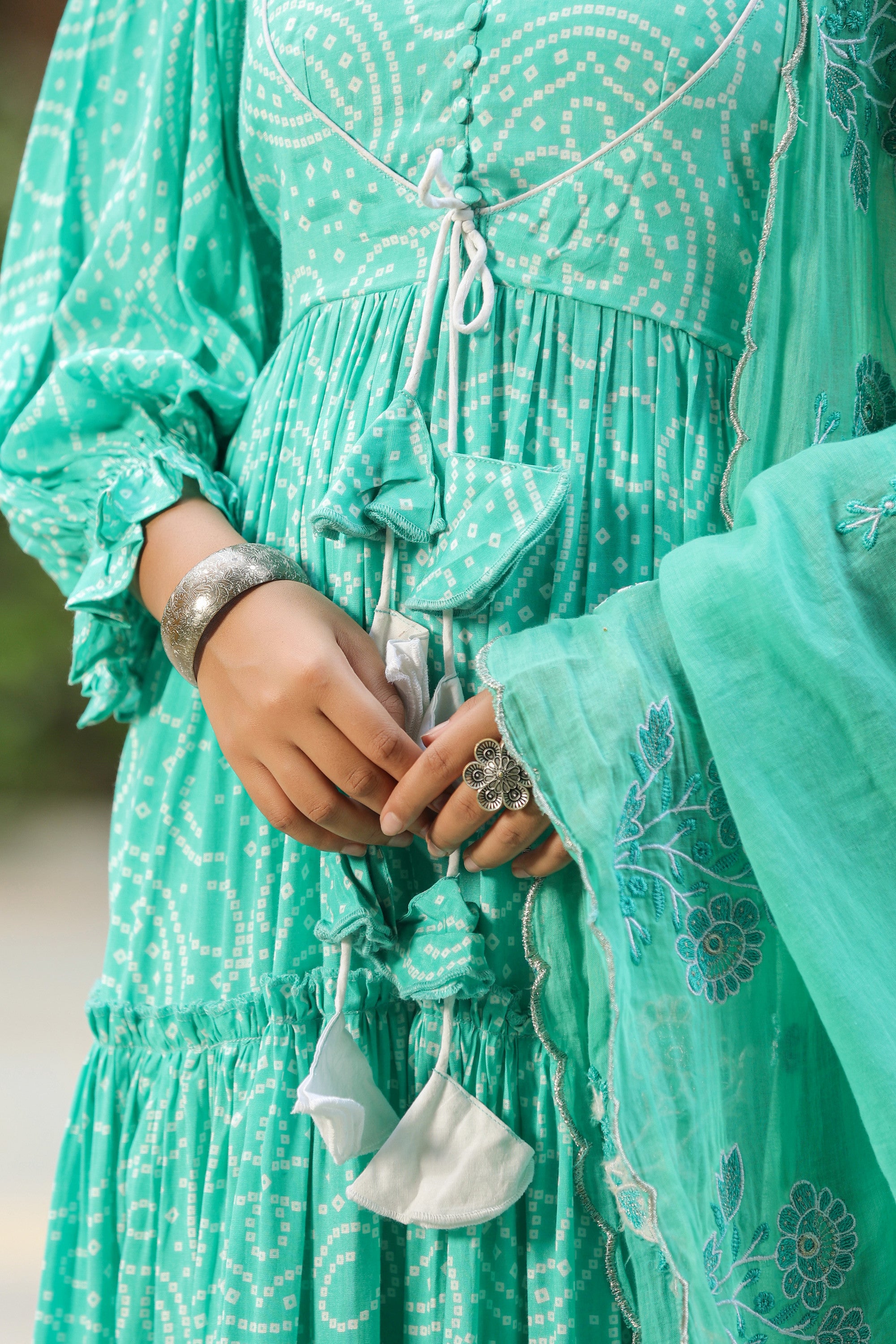 Viking Sky Blue Slik Anarkali Suit Set