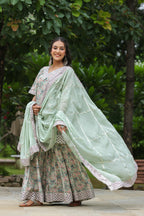 Conch Grey Cotton Printed Sharara Set