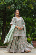 Conch Grey Cotton Printed Sharara Set