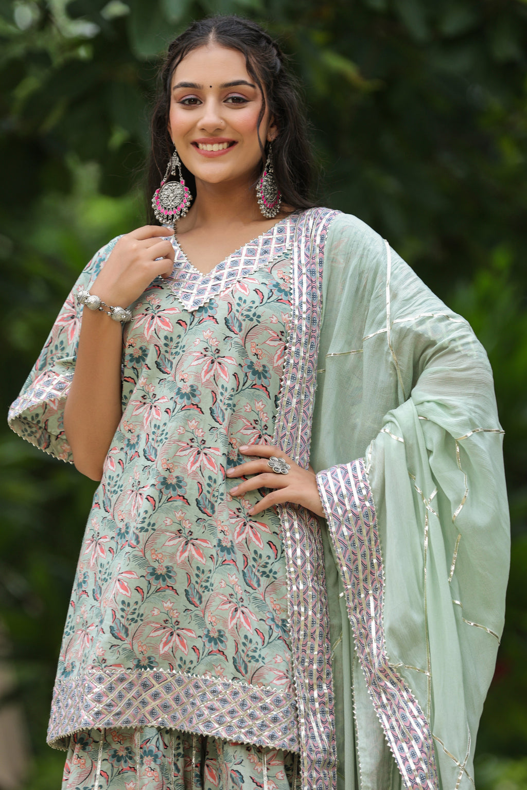 Conch Grey Cotton Printed Sharara Set