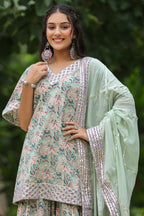 Conch Grey Cotton Printed Sharara Set