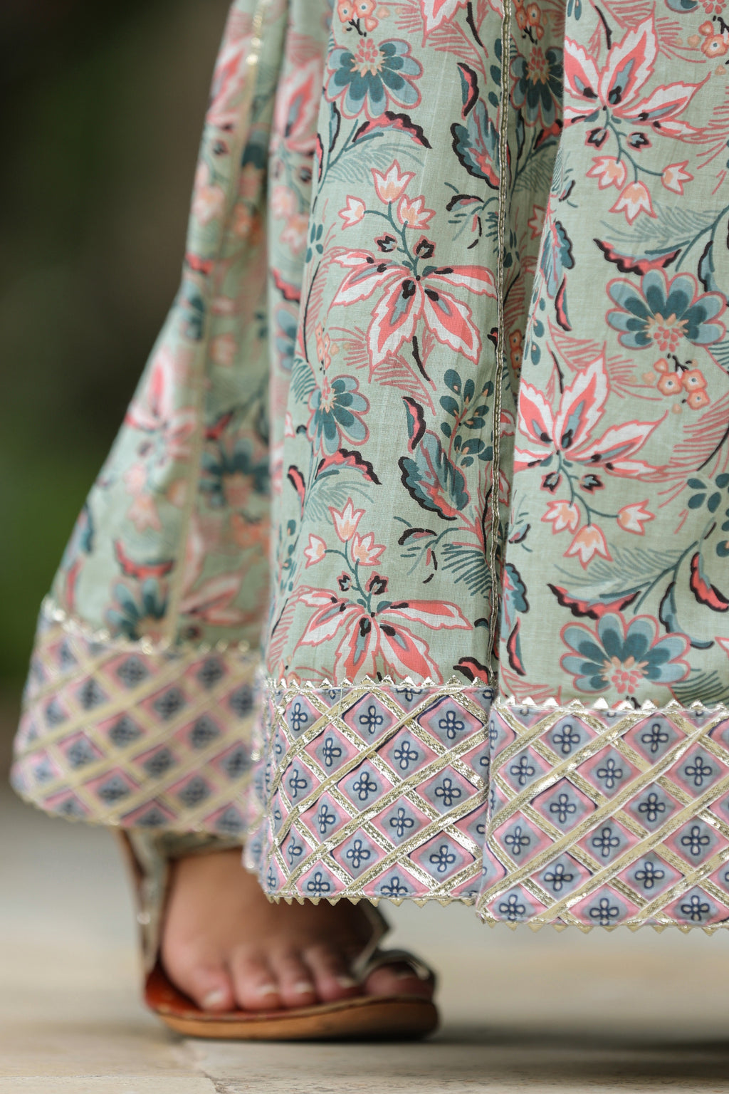Conch Grey Cotton Printed Sharara Set