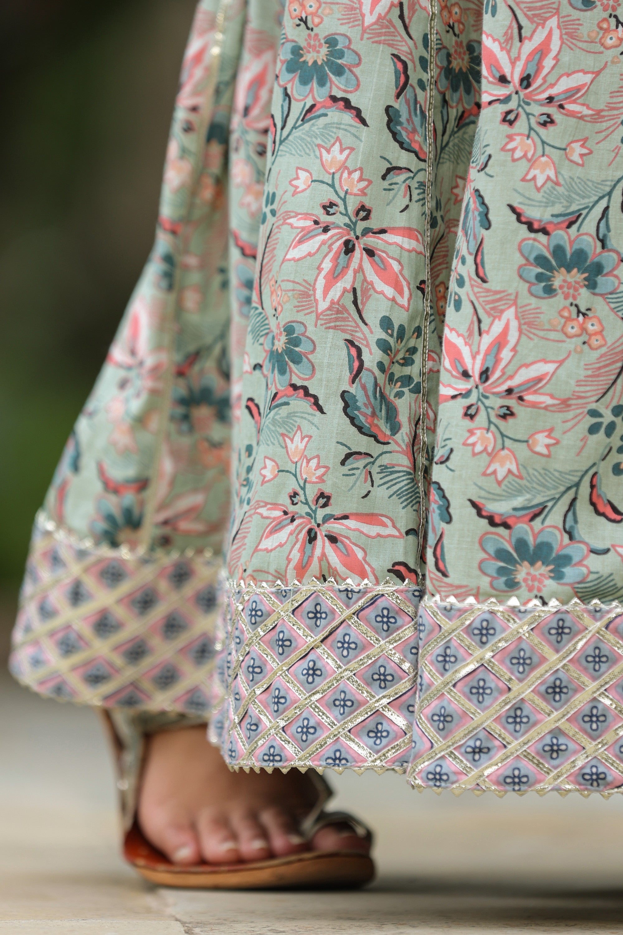 Conch Grey Cotton Printed Sharara Set