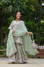 Conch Grey Cotton Printed Sharara Set