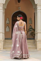 Thatch Pink Gota Lace Work Natural Creape  Lehenga Set