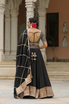 Pearl Black Pure Cotton Slik Lehenga Set