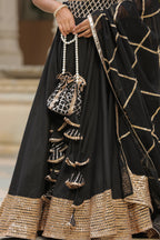 Pearl Black Pure Cotton Slik Lehenga Set