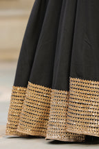 Pearl Black Pure Cotton Slik Lehenga Set
