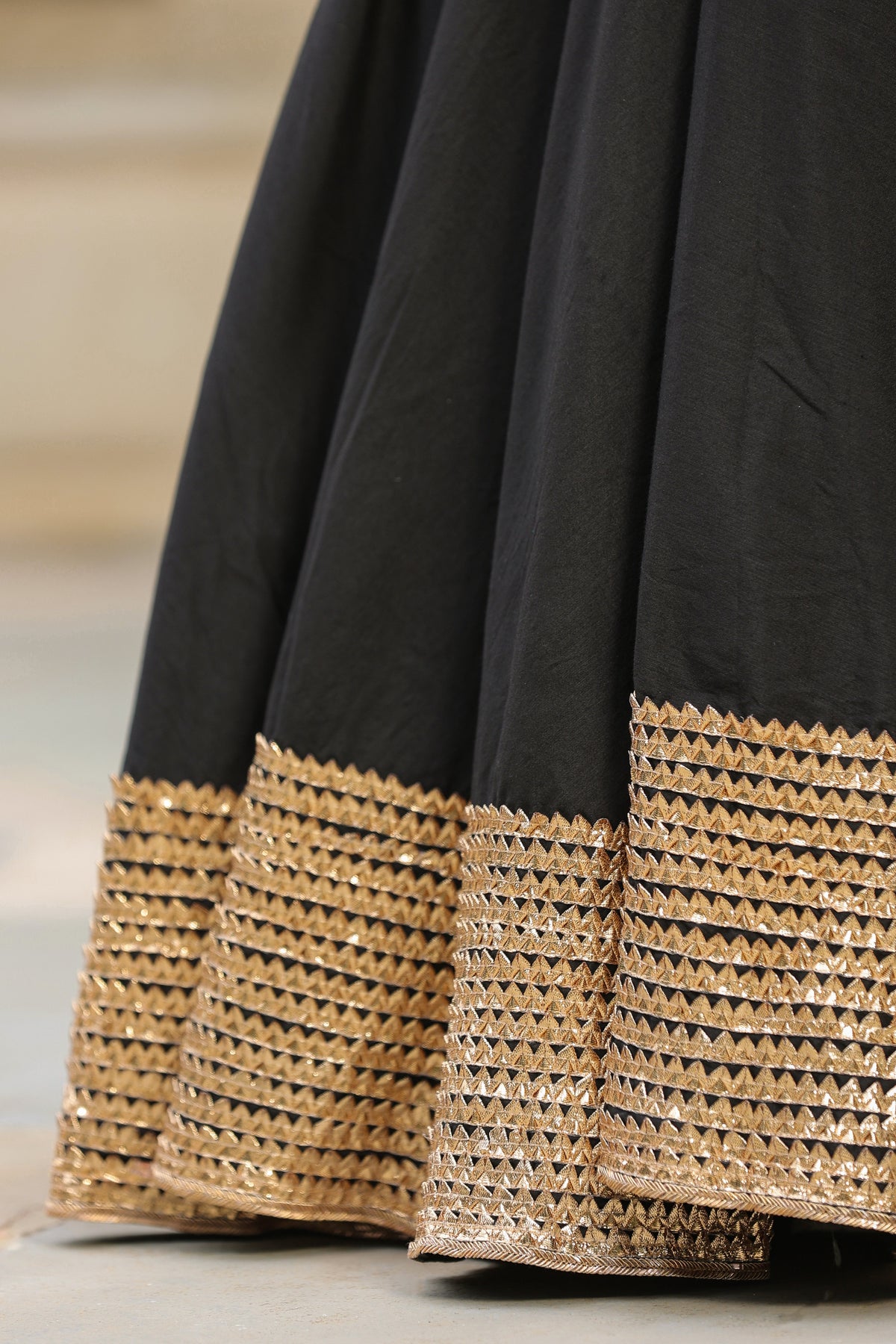 Pearl Black Pure Cotton Slik Lehenga Set