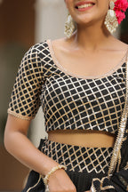 Pearl Black Pure Cotton Slik Lehenga Set