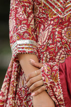 Mexican Red Cotton Anarkali Suit Set