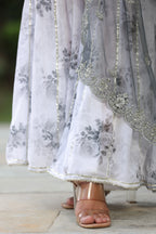 Rangitoto Grey White Georgette Sharara Set