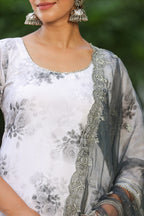 Rangitoto Grey White Georgette Sharara Set
