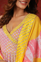 Bumblebee Cotton Anarkali Suit Set