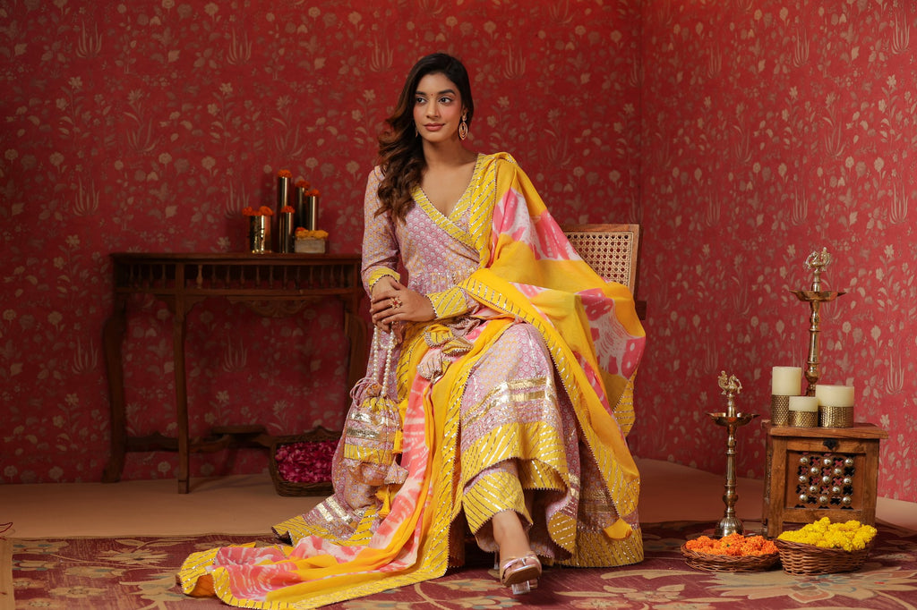 Bumblebee Cotton Anarkali Suit Set