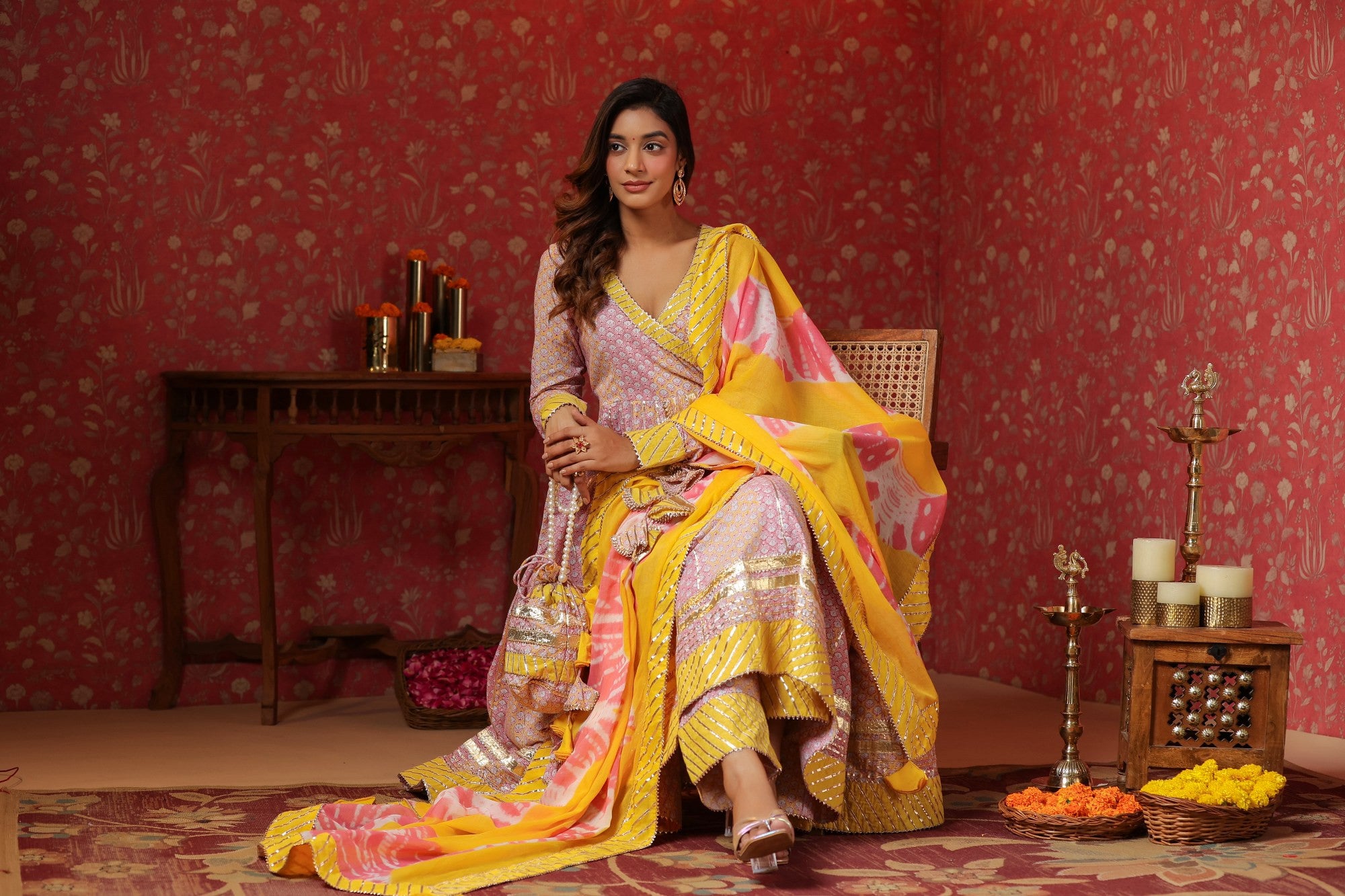 Bumblebee Cotton Anarkali Suit Set