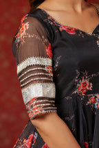 Crow Black Organza Sharara Set
