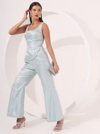 Ice-blue Brocade Co-ord Set
