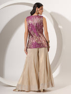 Golden Sharara with Brocade Jacket