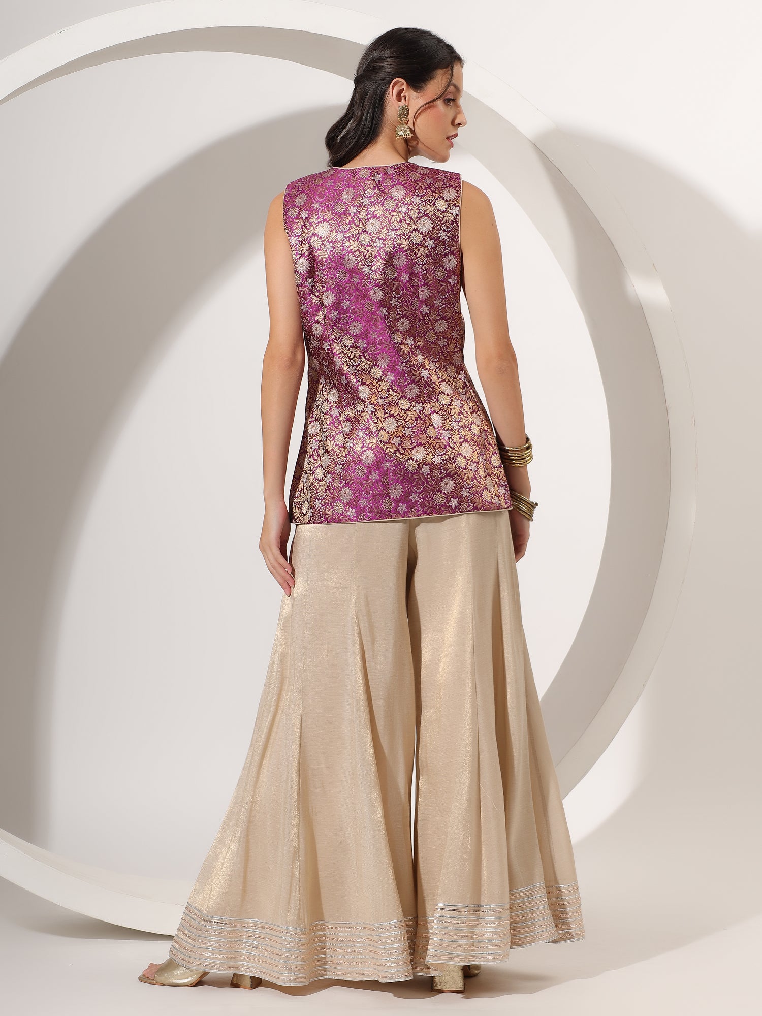 Golden Sharara with Brocade Jacket