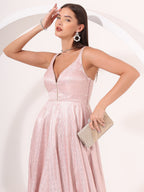 Blush Pink Brocade Anarkali Gown