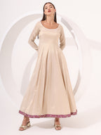 Golden Anarkali With Brocade Dupatta