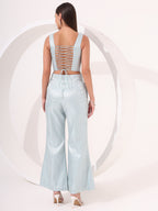 Ice-blue Brocade Co-ord Set