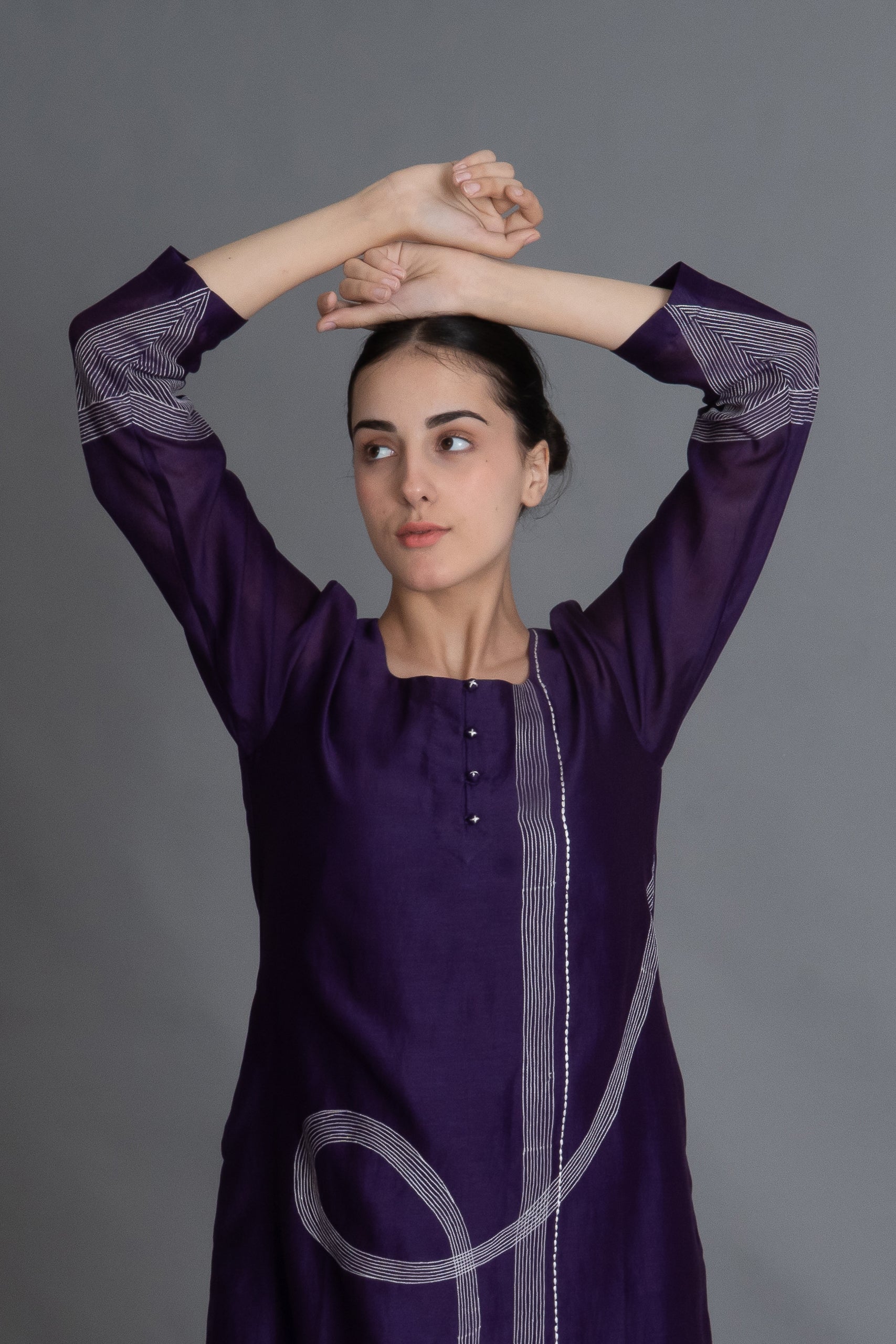 Purple Embroidered Dress