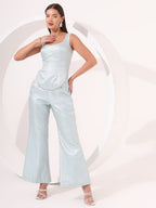 Ice-blue Brocade Co-ord Set