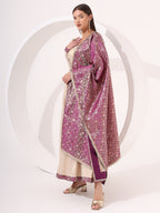 Golden Anarkali With Brocade Dupatta