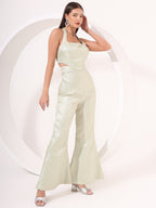 Mint Green Brocade Halter Neck Co-Ord Set