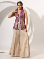 Golden Sharara with Brocade Jacket