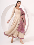 Golden Anarkali With Brocade Dupatta