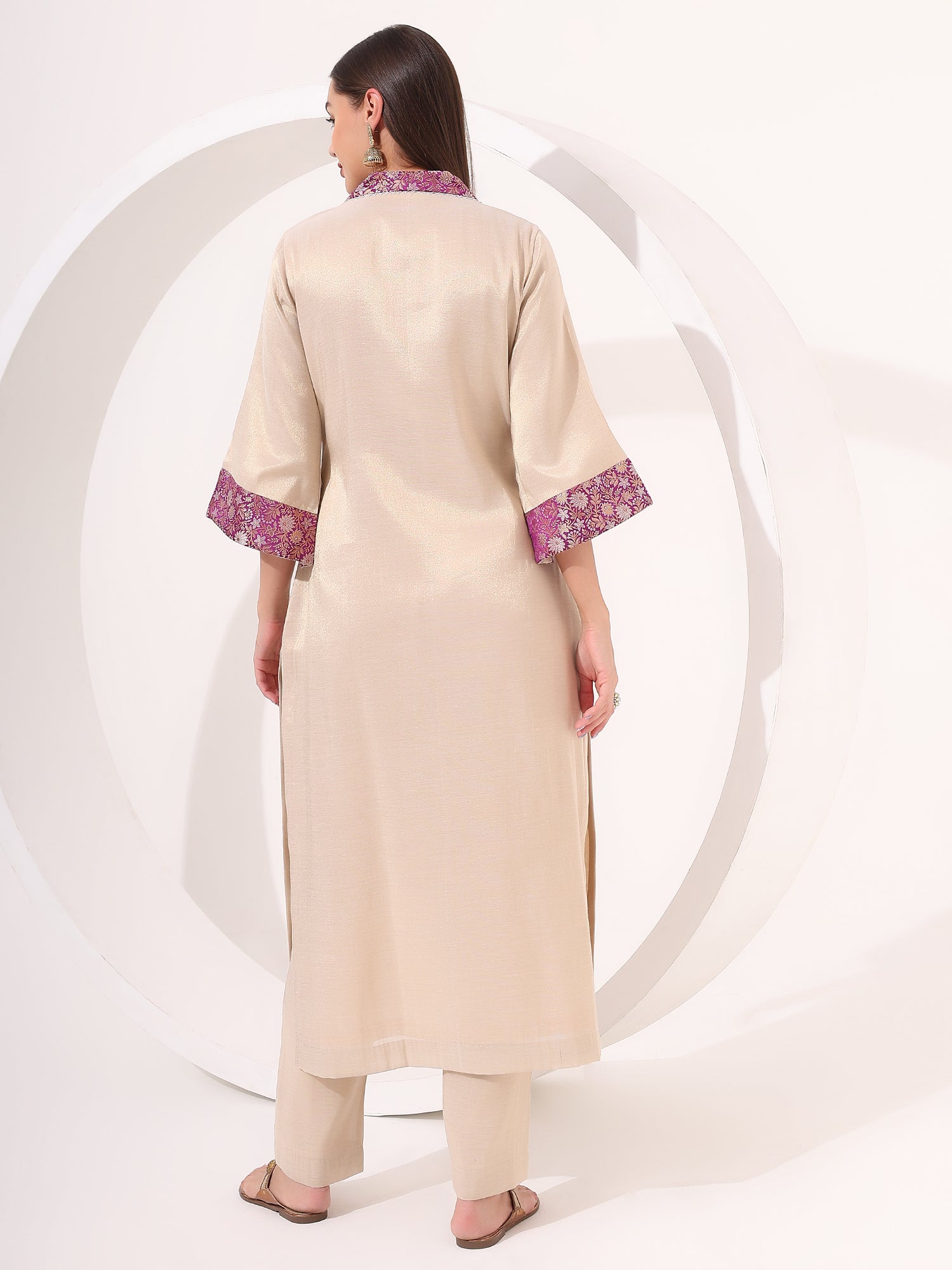 Golden Tissue Straight Kurta Set