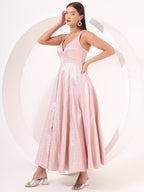 Blush Pink Brocade Anarkali Gown