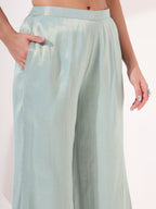 Ice Blue Strapless Brocade Peplum Set