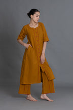 Mustered Round Neck Dress Co-ord