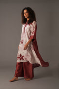 Texcher Print Gather's collar Dress with Pant