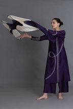 Purple Embroidered Dress Co-ord with Scraff